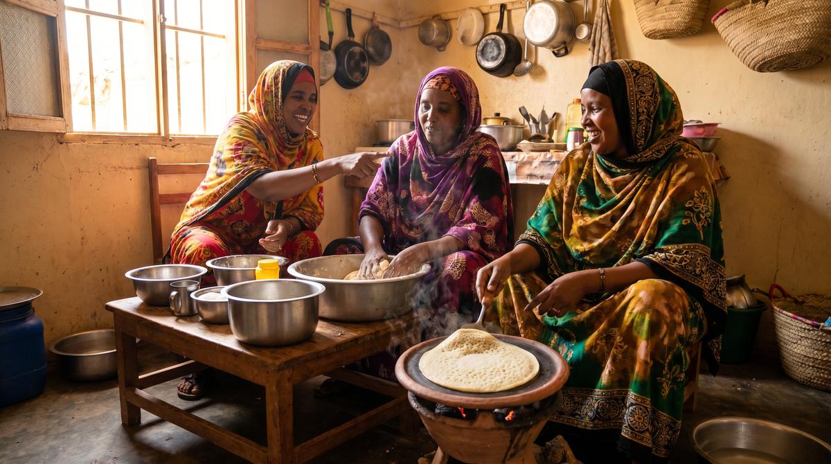 Femmes djiboutiennes préparant le laxoox ensemble